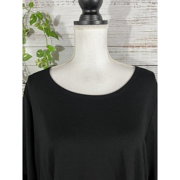 Bryn Walker Top Tunic Oversized Small Large Black Jersey Lagenlook Ruffle Sleeve - Picture 3 of 10